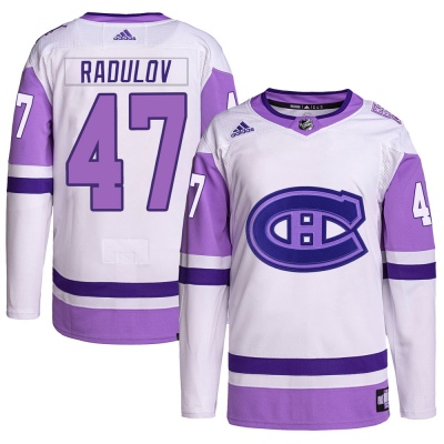 Men's Alexander Radulov Montreal Canadiens Adidas Hockey Fights Cancer Primegreen Jersey - Authentic White/Purple