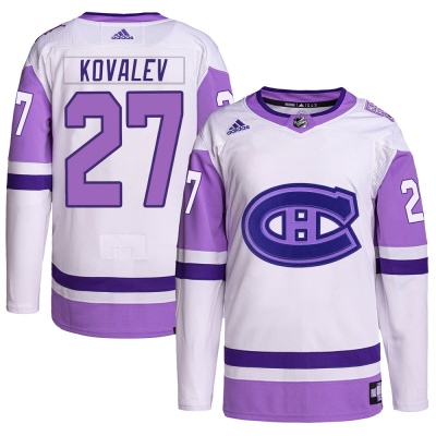 Men's Alexei Kovalev Montreal Canadiens Adidas Hockey Fights Cancer Primegreen Jersey - Authentic White/Purple