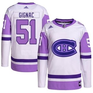 Men's Brandon Gignac Montreal Canadiens Adidas Hockey Fights Cancer Primegreen Jersey - Authentic White/Purple