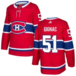 Men's Brandon Gignac Montreal Canadiens Adidas Home Jersey - Authentic Red