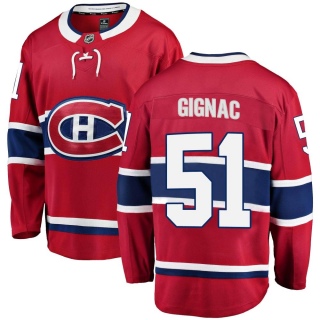Men's Brandon Gignac Montreal Canadiens Fanatics Branded Home Jersey - Breakaway Red