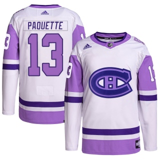 Men's Cedric Paquette Montreal Canadiens Adidas Hockey Fights Cancer Primegreen Jersey - Authentic White/Purple