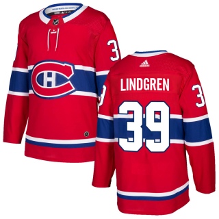 Men's Charlie Lindgren Montreal Canadiens Adidas Home Jersey - Authentic Red