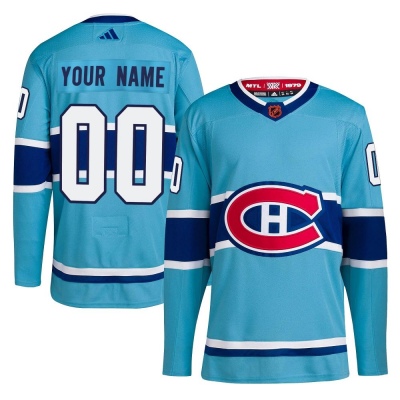 Men's Custom Montreal Canadiens Adidas Custom Reverse Retro 2.0 Jersey - Authentic Light Blue