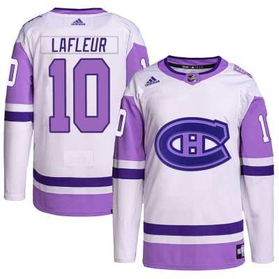 Men's Guy Lafleur Montreal Canadiens Adidas Hockey Fights Cancer Primegreen Jersey - Authentic White/Purple