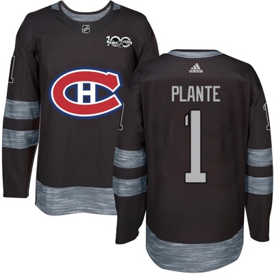 Men's Jacques Plante Montreal Canadiens 1917- 100th Anniversary Jersey - Authentic Black