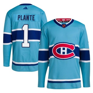 Men's Jacques Plante Montreal Canadiens Adidas Reverse Retro 2.0 Jersey - Authentic Light Blue