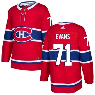 Men's Jake Evans Montreal Canadiens Adidas Home Jersey - Authentic Red