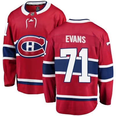 Men's Jake Evans Montreal Canadiens Fanatics Branded Home Jersey - Breakaway Red