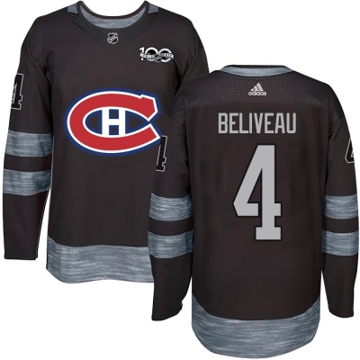 Men's Jean Beliveau Montreal Canadiens 1917- 100th Anniversary Jersey - Authentic Black