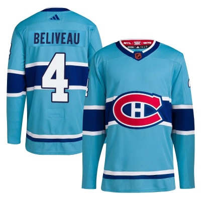 Men's Jean Beliveau Montreal Canadiens Adidas Reverse Retro 2.0 Jersey - Authentic Light Blue