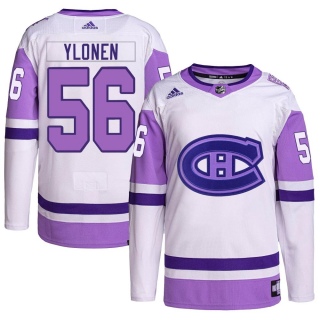 Men's Jesse Ylonen Montreal Canadiens Adidas Hockey Fights Cancer Primegreen Jersey - Authentic White/Purple