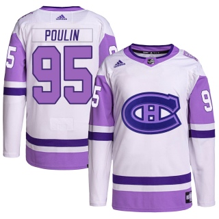 Men's Kevin Poulin Montreal Canadiens Adidas Hockey Fights Cancer Primegreen Jersey - Authentic White/Purple