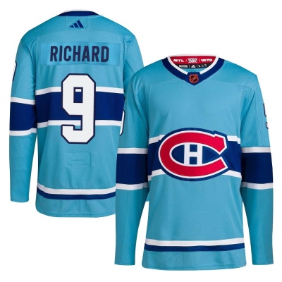 Men's Maurice Richard Montreal Canadiens Adidas Reverse Retro 2.0 Jersey - Authentic Light Blue