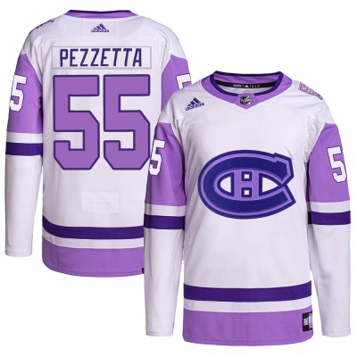 Men's Michael Pezzetta Montreal Canadiens Adidas Hockey Fights Cancer Primegreen Jersey - Authentic White/Purple