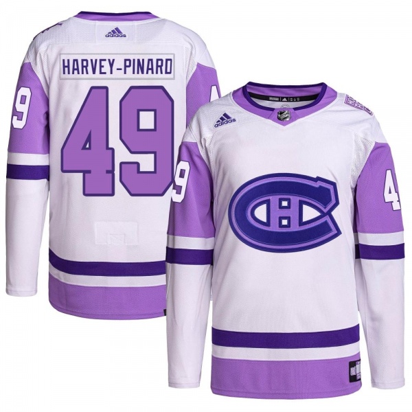 Men's Rafael Harvey-Pinard Montreal Canadiens Adidas Hockey Fights Cancer Primegreen Jersey - Authentic White/Purple