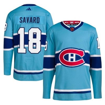 Men's Serge Savard Montreal Canadiens Adidas Reverse Retro 2.0 Jersey - Authentic Light Blue