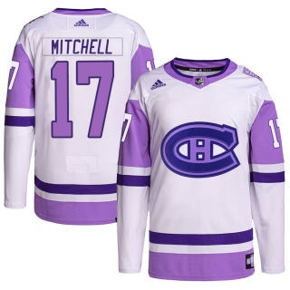 Men's Torrey Mitchell Montreal Canadiens Adidas Hockey Fights Cancer Primegreen Jersey - Authentic White/Purple