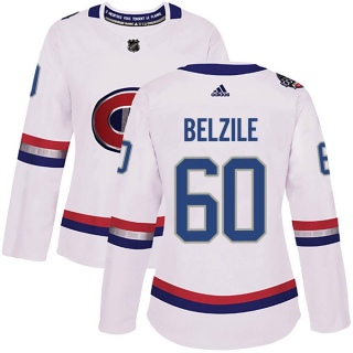 Women's Alex Belzile Montreal Canadiens Adidas 100 Classic Jersey - Authentic White