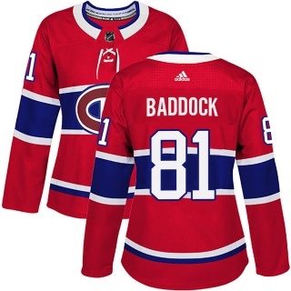 Women's Brandon Baddock Montreal Canadiens Adidas Home Jersey - Authentic Red