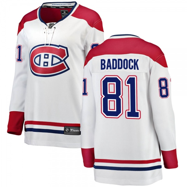 Women's Brandon Baddock Montreal Canadiens Fanatics Branded Away Jersey - Breakaway White