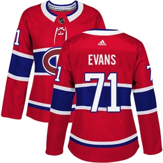 Women's Jake Evans Montreal Canadiens Adidas Home Jersey - Authentic Red