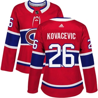 Women's Johnathan Kovacevic Montreal Canadiens Adidas Home Jersey - Authentic Red