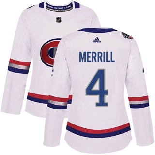 Women's Jon Merrill Montreal Canadiens Adidas 100 Classic Jersey - Authentic White