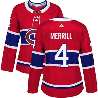 Women's Jon Merrill Montreal Canadiens Adidas Home Jersey - Authentic Red