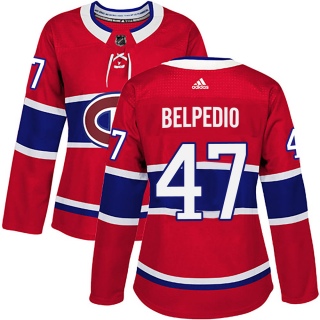 Women's Louie Belpedio Montreal Canadiens Adidas Home Jersey - Authentic Red