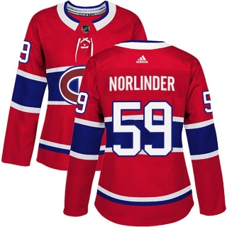 Women's Mattias Norlinder Montreal Canadiens Adidas Home Jersey - Authentic Red