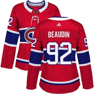 Women's Nicolas Beaudin Montreal Canadiens Adidas Home Jersey - Authentic Red