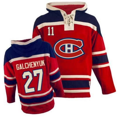 Youth Alex Galchenyuk Montreal Canadiens Old Time Hockey Sawyer Hooded Sweatshirt - Premier Red
