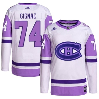 Youth Brandon Gignac Montreal Canadiens Adidas Hockey Fights Cancer Primegreen Jersey - Authentic White/Purple