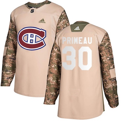 Youth Cayden Primeau Montreal Canadiens Adidas Veterans Day Practice Jersey - Authentic Camo