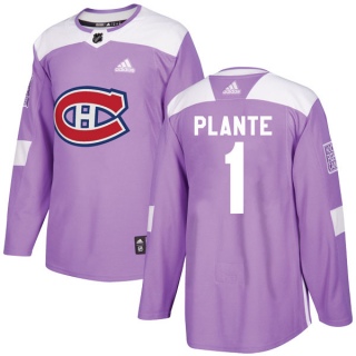 Youth Jacques Plante Montreal Canadiens Adidas Fights Cancer Practice Jersey - Authentic Purple