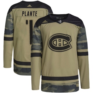 Youth Jacques Plante Montreal Canadiens Adidas Military Appreciation Practice Jersey - Authentic Camo