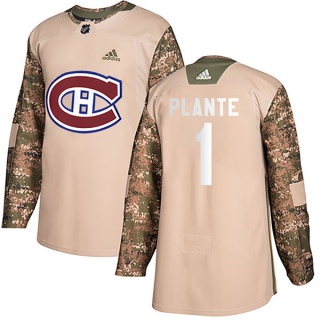 Youth Jacques Plante Montreal Canadiens Adidas Veterans Day Practice Jersey - Authentic Camo