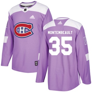 Youth Sam Montembeault Montreal Canadiens Adidas Fights Cancer Practice Jersey - Authentic Purple